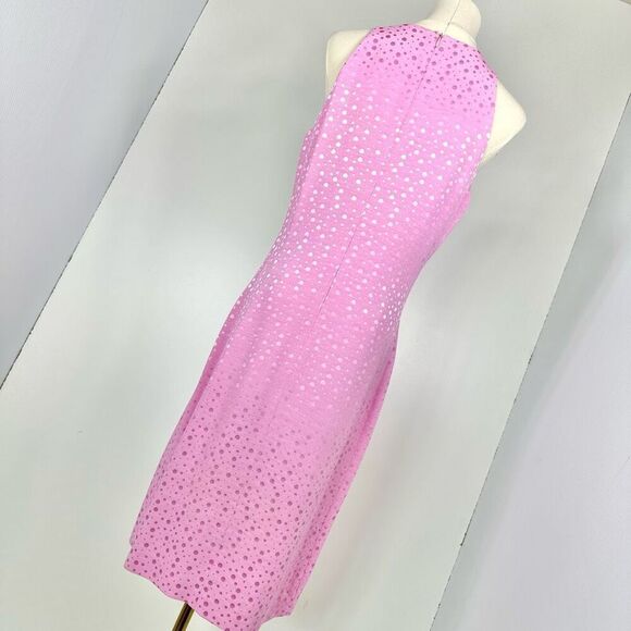 90s Versus Giani Versace Polka Dot Jacquard Pink Shift Dress IT44/US8 Preppy Mod - Picture 10 of 10